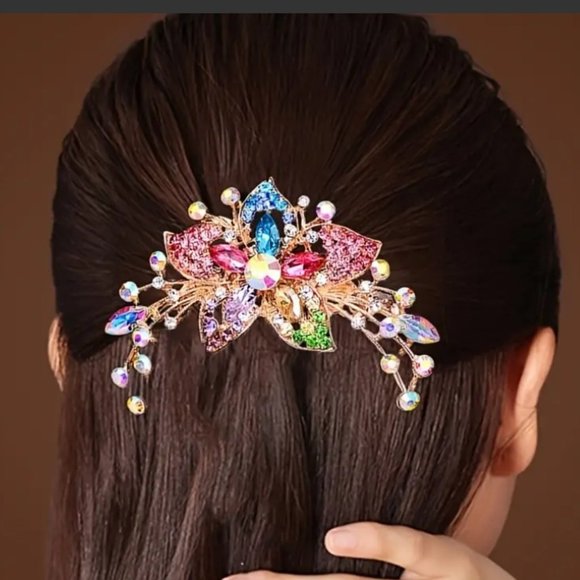 RHINESTONE HAIR COMB in multi-color - Picture 1 of 3